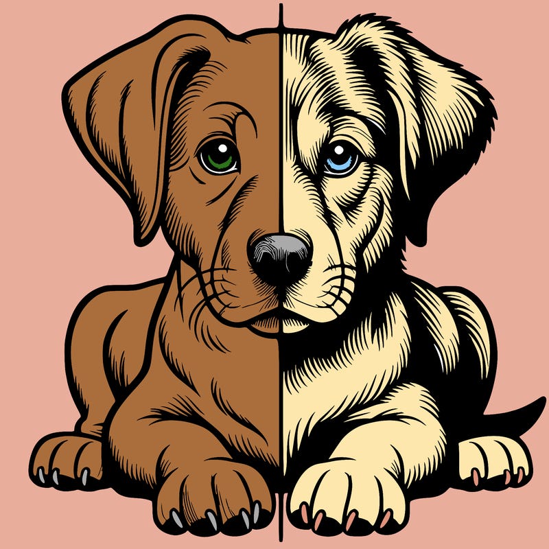 realistic dog split picture