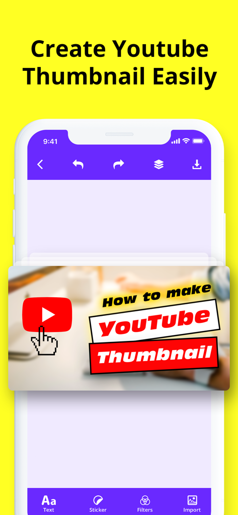 Thumbnail Maker: YT Banner Art - Smartphone screen showing the interface of the Thumbnail Maker app with a sample YouTube thumbnail design and editing tools
