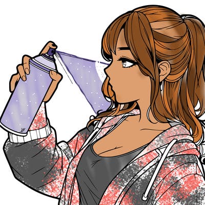 a realistic girl spray, painting