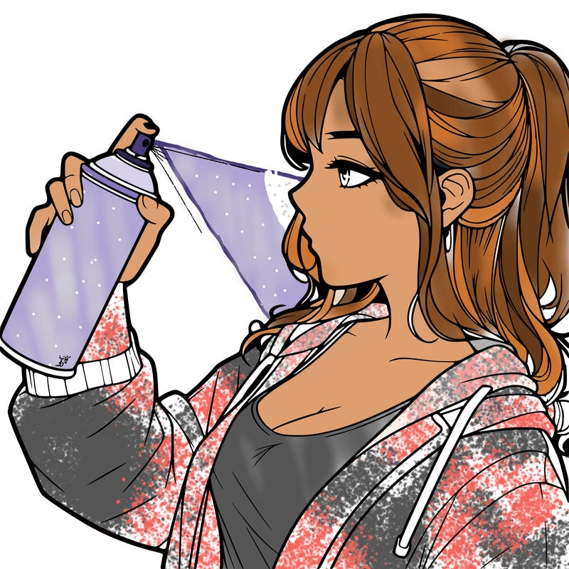 a realistic girl spray, painting