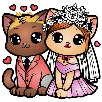 bride and groom kittens