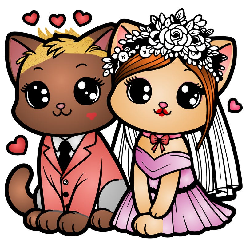 bride and groom kittens