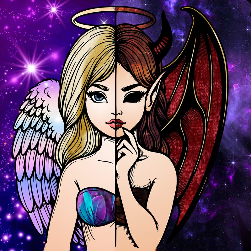 realistic angel half demon