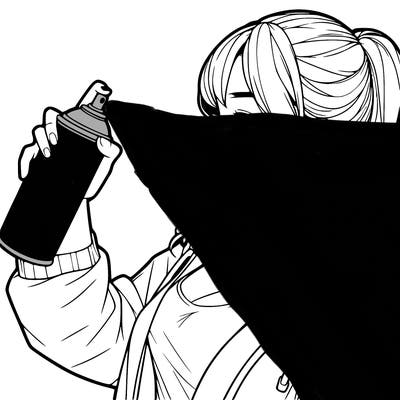 a realistic girl spray, painting