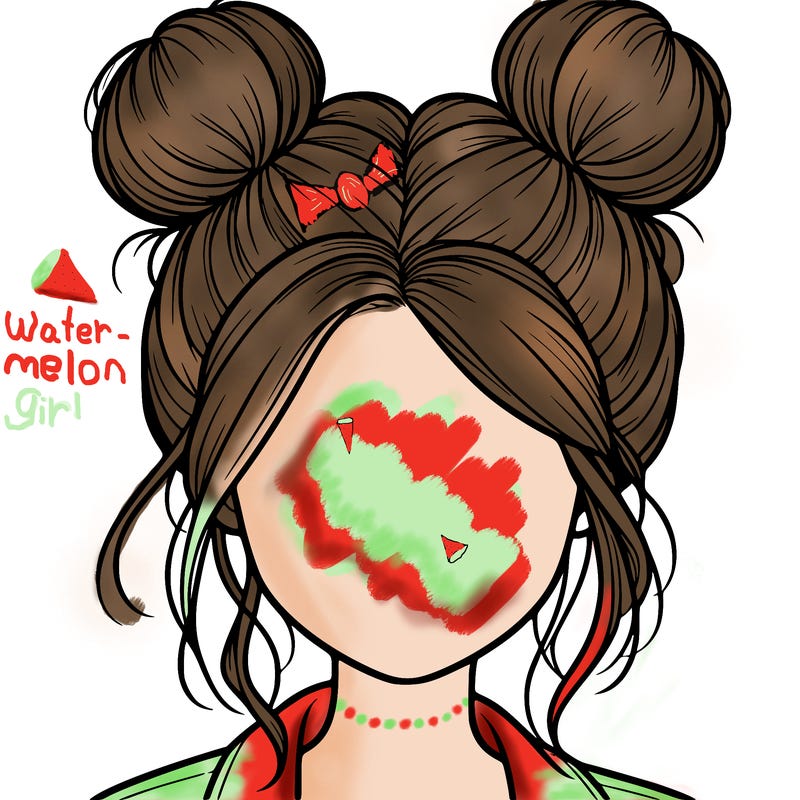 realistic girl with buns on the top of her hair