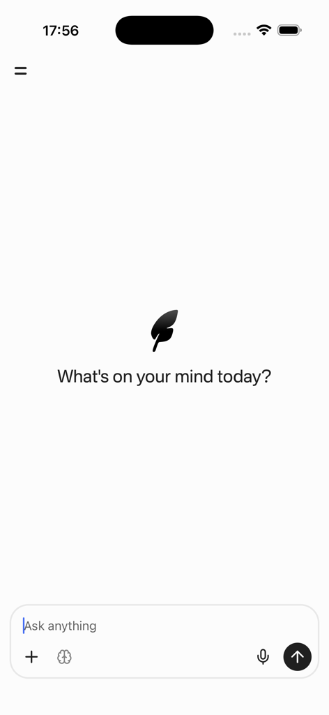 Minimalist chat interface of the Littlebird AI mobile app with a prompt asking What is on your mind today