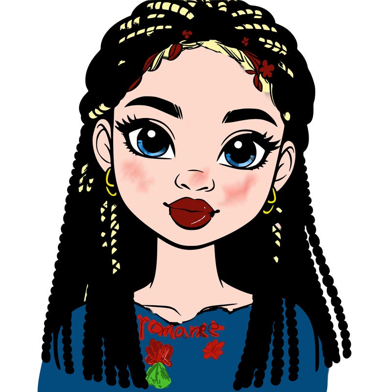 a realistic black girl with braids