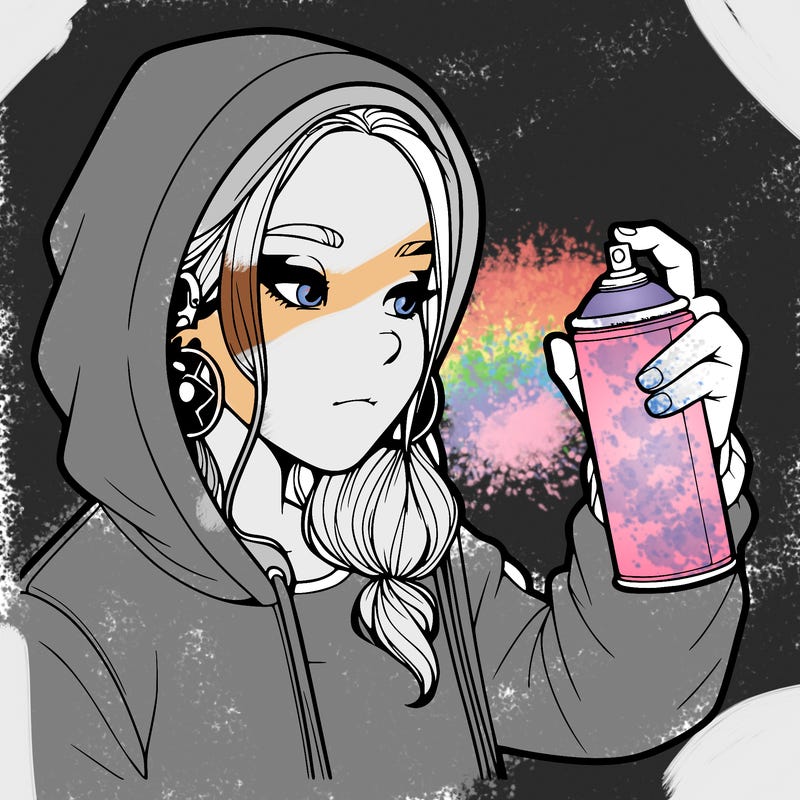 a realistic girl, spray painting