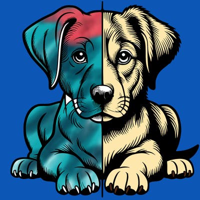 realistic dog split picture