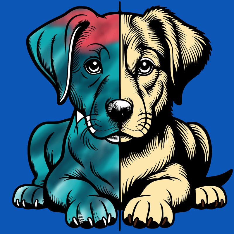 realistic dog split picture