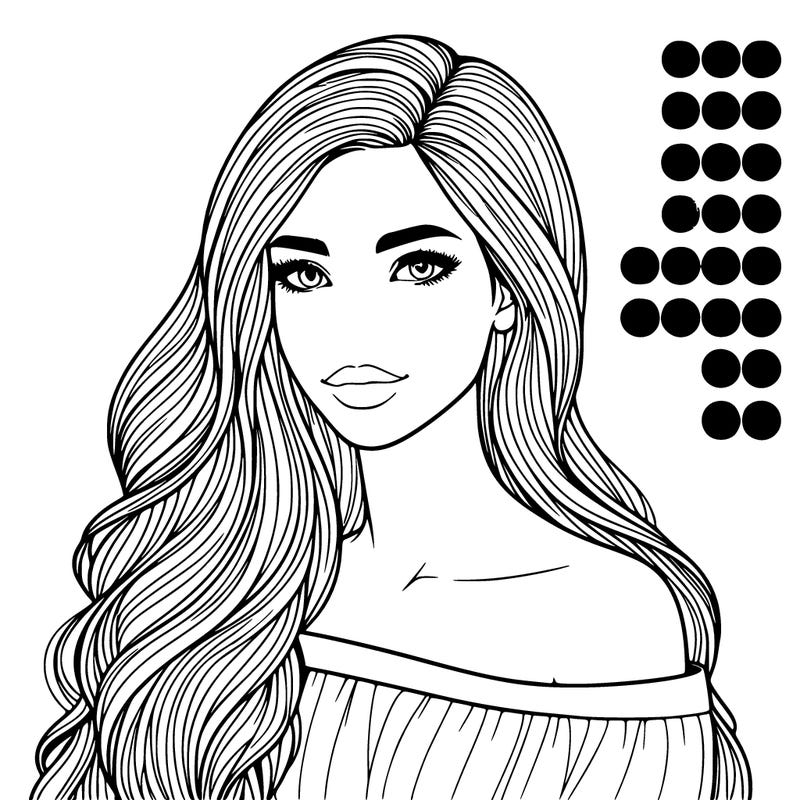 realistic beautiful girl with long hair