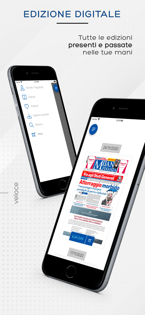 MF Milano Finanza - MF Milano Finanza mobile app displaying digital newspaper editions and navigation menu
