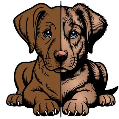 realistic dog split picture