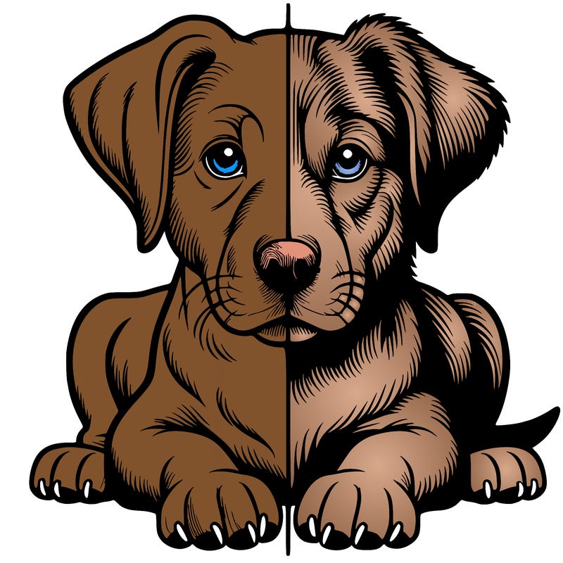 realistic dog split picture