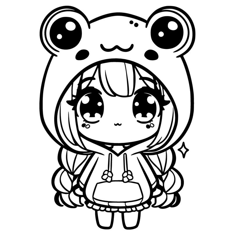 cute girl with a frog hoodie