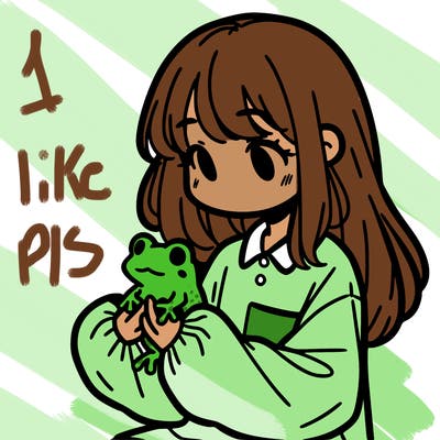 girl with long hair and a oversized shirt. and she is holding a frog