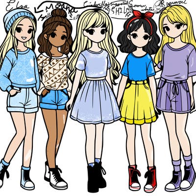 a group of five girls