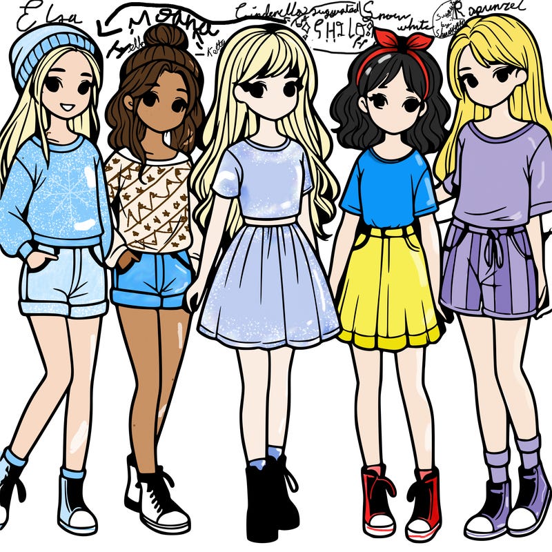 a group of five girls