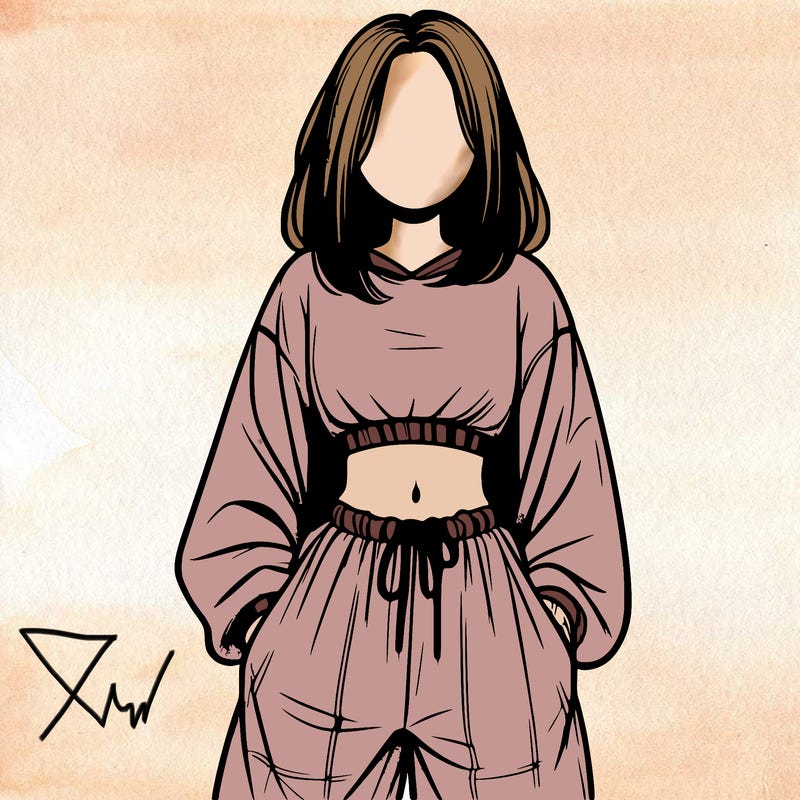 realistic girl faceless with baggy pants and a crop top