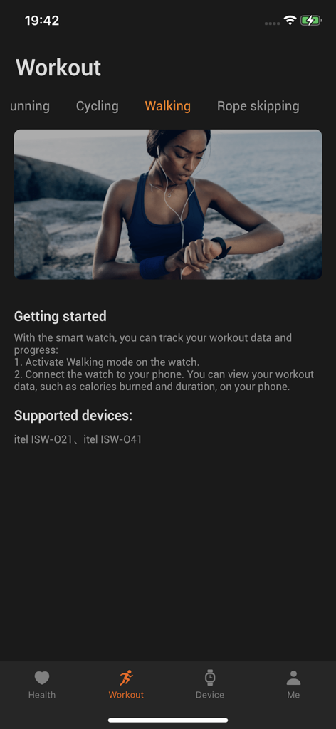iPulse-fitness&health - Interface d'entraînement de l'application de fitness iPulse affichant la configuration du mode marche