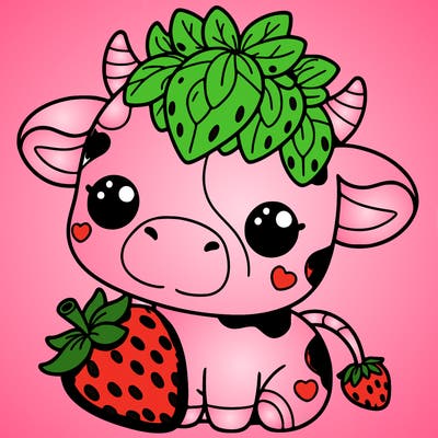 cute strawberry cow