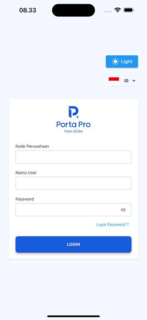 Porta Pro - Tela de login do aplicativo de monitoramento de projetos imobiliários Porta Pro