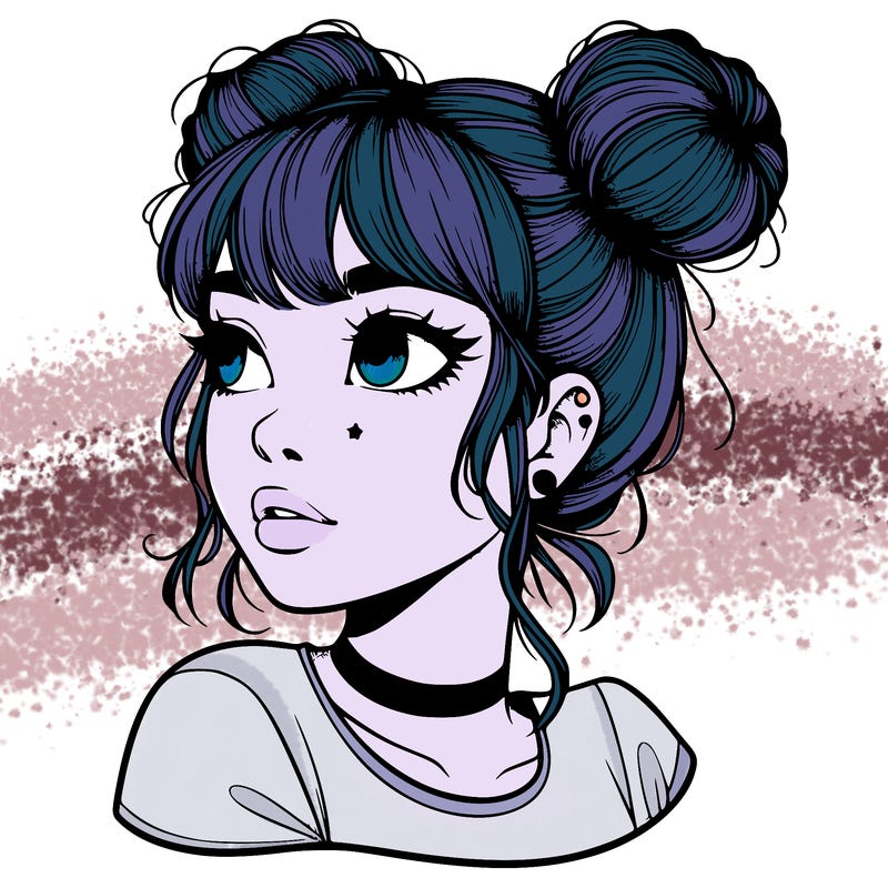 realistic girl with spacebuns