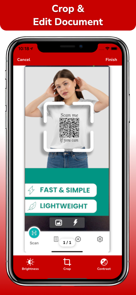 PDF Scanner & PDF Reader - Smartphone screen displaying the crop and edit document feature of a PDF scanner app