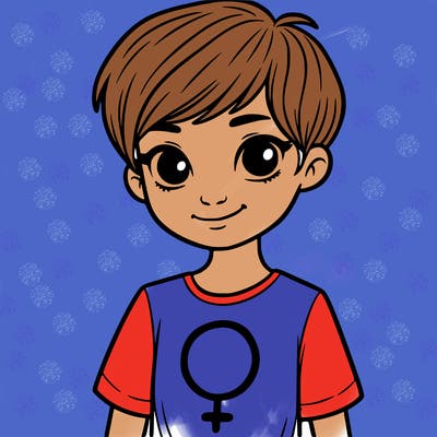 girl with pixie cut and feminist shirt