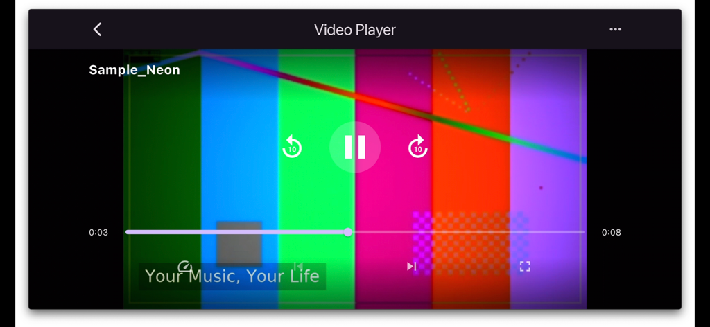 QuickPlayer - Music & Video - A landscape view of the QuickPlayer video player interface featuring a colorful video and playback controls.