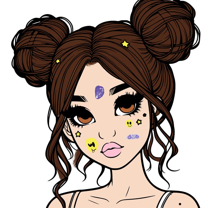 realistic girl with space buns