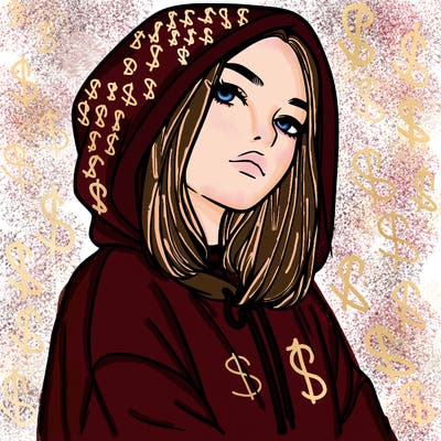 a realistic girl in a hoodie