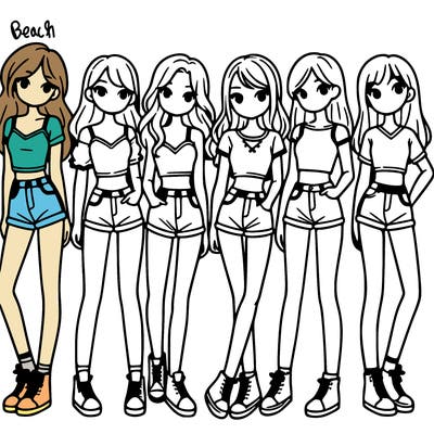 a group of girls wearing crop tops and shorts