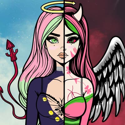 devil vs angel realistic girl