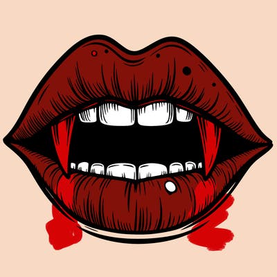 lips with vampire teeth