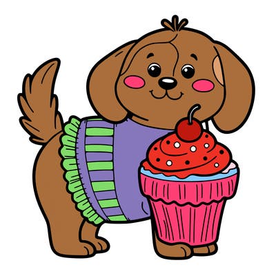 dog in a cupcake outfit