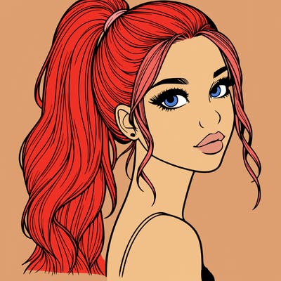 realistic pretty girl with high pony tail
