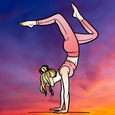 a woman doing a handstand