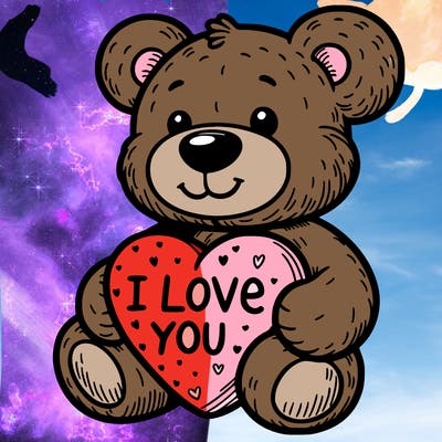 teddy bear holding an i love you heart