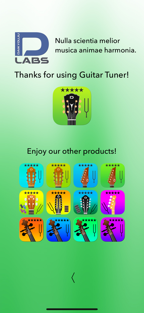 Acoustic Guitar Tuner Pro - Una pantalla que muestra otras aplicaciones de afinación de instrumentos del desarrollador de Afinador de Guitarra Acústica Pro.