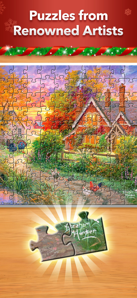 Jigsaw Puzzle - アーティストAbraham Hunterによる景色の良いコテージの風景をフィーチャーしたデジタルジグソーパズル