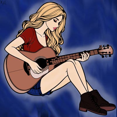 realistic woman play guitar