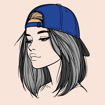realistic  girl with a backwards hat