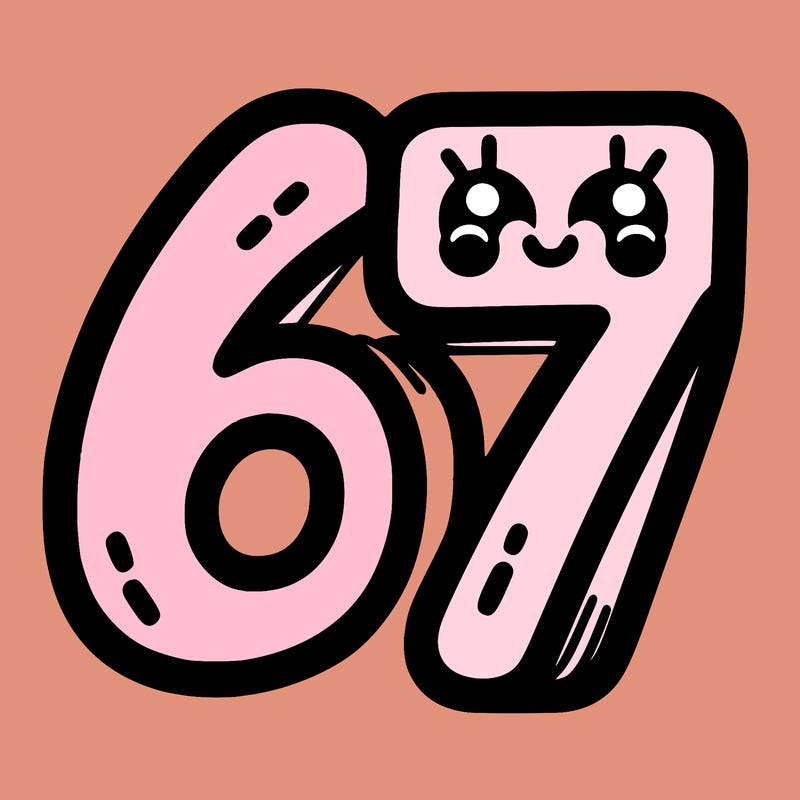 the numbers 67