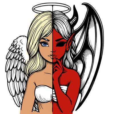 realistic angel half demon