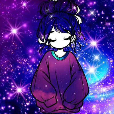 girl with baggy sweatshirt and messy bun