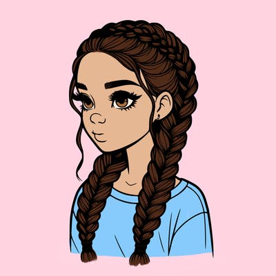 realistic girl with braids