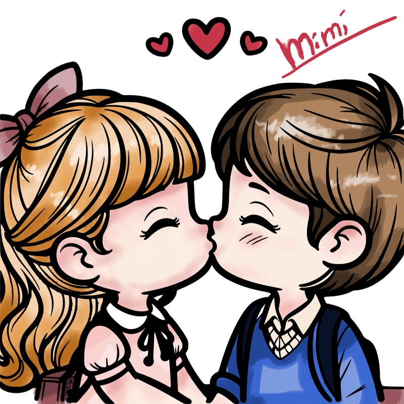 boy and girl kissing