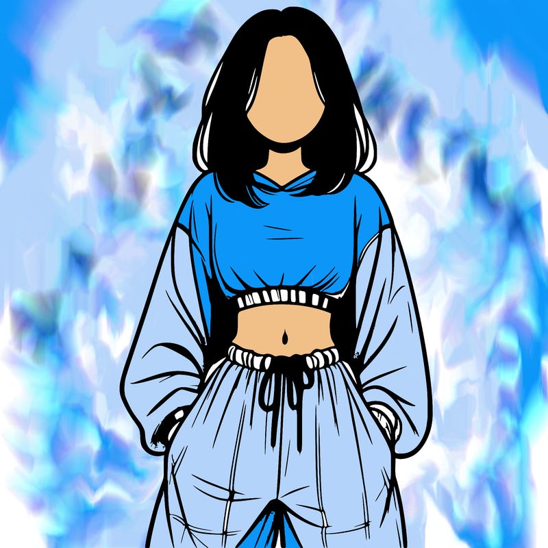 realistic girl faceless with baggy pants and a crop top