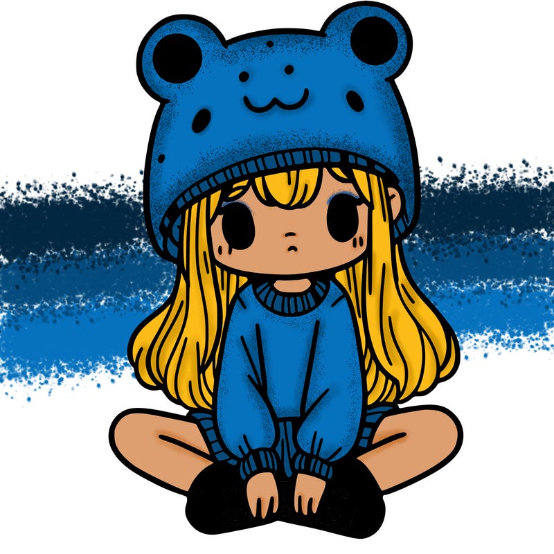 a girl wearing a frog hat and some frog socks